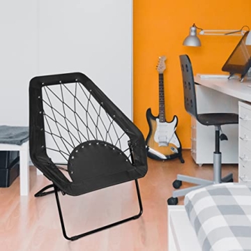 Zenithen Black Hexagon Portable Bungee Chair for Comfort & Style