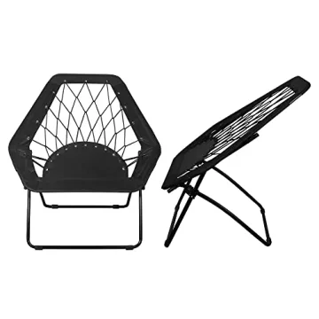 Zenithen Black Hexagon Portable Bungee Chair for Comfort & Style
