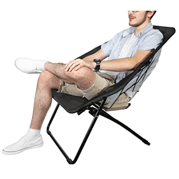 Zenithen Black Hexagon Portable Bungee Chair for Comfort & Style