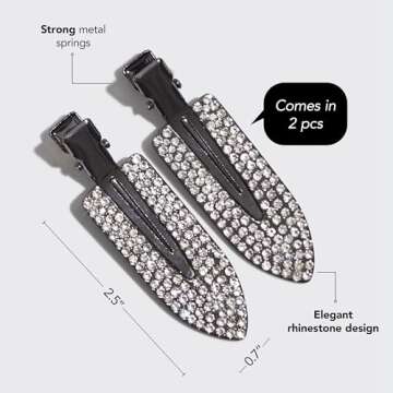Kitsch Metal Rhinestone Creaseless Hair Clips - Stylish No Bend Clips for Makeup & Styling | Gentle ...
