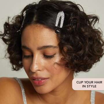 Kitsch Metal Rhinestone Creaseless Hair Clips - Stylish No Bend Clips for Makeup & Styling | Gentle on Hair, No Creases | Chic Hematite Finish | Hair Accessories for Effortless Style - Set of 2