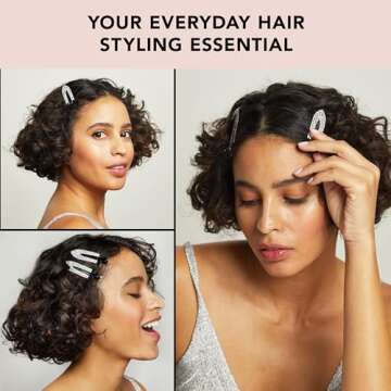 Kitsch Metal Rhinestone Creaseless Hair Clips - Stylish No Bend Clips for Makeup & Styling | Gentle on Hair, No Creases | Chic Hematite Finish | Hair Accessories for Effortless Style - Set of 2