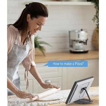 Almoz Swivel and Tilt Stand for Echo Show 15, Aluminum Stand for Show 15.6" Smart Display and Up to 18" iPad/Tablets, with 360 Degree Rotating Base, Viewing Angle Adjustable, No Need Mounting (Black)