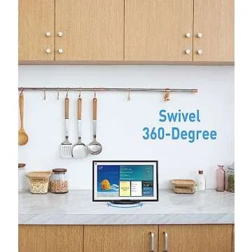 Almoz Swivel and Tilt Stand for Echo Show 15, Aluminum Stand for Show 15.6" Smart Display and Up to 18" iPad/Tablets, with 360 Degree Rotating Base, Viewing Angle Adjustable, No Need Mounting (Black)