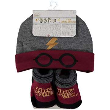 Harry Potter Baby Boys Cap and Bootie Set - Baby Gift Set with Hat and Socks for 0-12 Months (0-12Mo...
