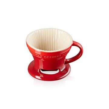 Le Creuset Stoneware Pour Over Coffee Cone – Perfect Brewing Tool in Cerise