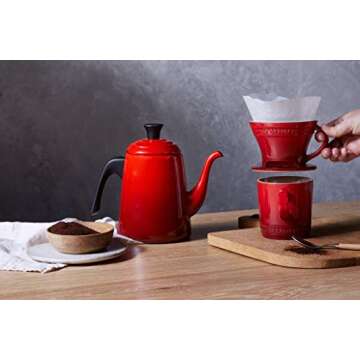 Le Creuset Stoneware Pour Over Coffee Cone in Cerise