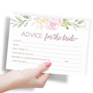 Printed Party Advice and Wishes for the Mr and Mrs – Wedding Advice Cards for Bridal Shower, Games...