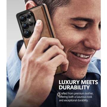 WTCASE Strong Magnetic for Samsung Galaxy S25 Ultra Case Leather,[Compatible with MagSafe], Slim Adjustable Kickstand Phone Case for Samsung S25 Ultra (Brown)