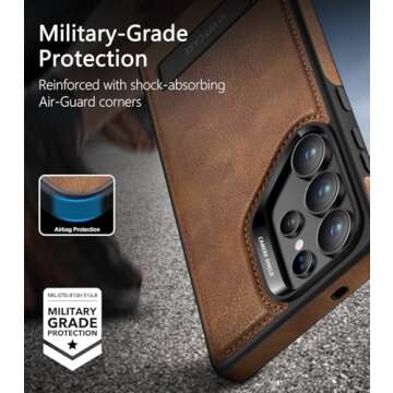 WTCASE Strong Magnetic for Samsung Galaxy S25 Ultra Case Leather,[Compatible with MagSafe], Slim Adjustable Kickstand Phone Case for Samsung S25 Ultra (Brown)