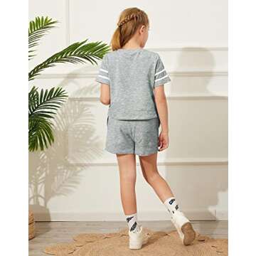 Haloumoning Girls Summer Crop Tops and Shorts Set - Cute Color Block Active Outfits.