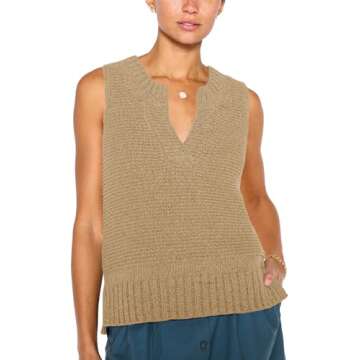 Saodimallsu Womens Sleeveless Sweater Vest Lightweight V Neck Summer Sweater Tank Tops Casual Knit T...