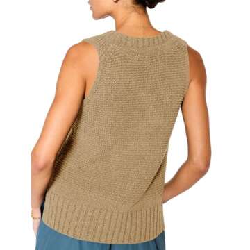 Saodimallsu Womens Sleeveless Sweater Vest Lightweight V Neck Summer Sweater Tank Tops Casual Knit Tunic Cami Shirts Camel