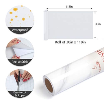 YENHOME 30x118 Inch Waterproof Marble Contact Paper
