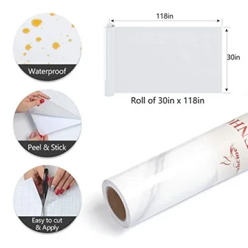 YENHOME 30x118 Inch Waterproof Marble Contact Paper