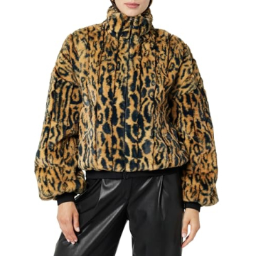 The Drop Women's Marcia Faux Fur Bomber Cheetah Jacket - Cozy & Chic