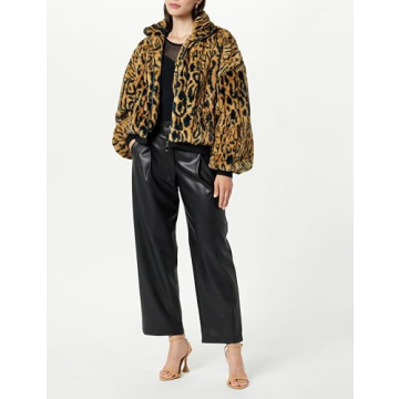 Stylish The Drop Women's Marcia Faux Fur Bomber Cheetah