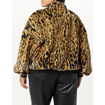 Stylish The Drop Women's Marcia Faux Fur Bomber Cheetah
