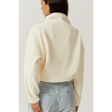 Stylish QINSEN Polar Fleece Mock Neck Sweatshirt