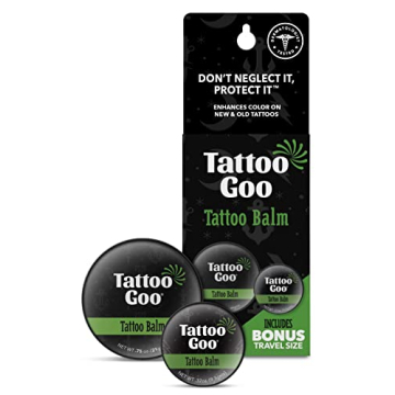 Tattoo Goo Tattoo Balm and Travel Size Balm Bundle, 3/4 oz & .33 oz Tin - Natural Tattoo Aftercare B...
