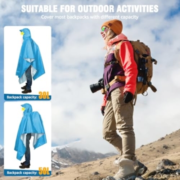ANYOO Hooded Rain Poncho for Adults Waterproof Lightweight