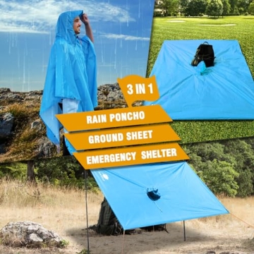 ANYOO Hooded Rain Poncho for Adults Waterproof Lightweight