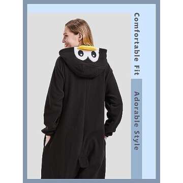 Magicalani Pengui Onesie Adult Pajamas- Unisex Halloween Animal Costume Sleepwear for Men & Women - Comfy & Fun Cosplay Outfit
