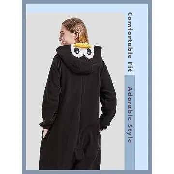 Magicalani Pengui Onesie Adult Pajamas- Unisex Halloween Animal Costume Sleepwear for Men & Women - Comfy & Fun Cosplay Outfit