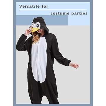 Magicalani Pengui Onesie Adult Pajamas- Unisex Halloween Animal Costume Sleepwear for Men & Women - Comfy & Fun Cosplay Outfit