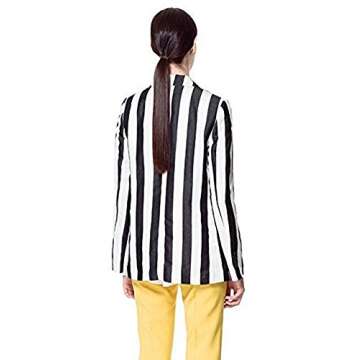 Moxeay Beetlejuice Costume Black and White Striped Blazer Button Down Striped Jacket Cosplay Costume