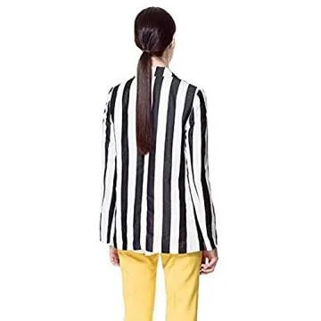 Moxeay Beetlejuice Costume Black and White Striped Blazer Button Down Striped Jacket Cosplay Costume