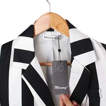 Moxeay Beetlejuice Costume Black and White Striped Blazer Button Down Striped Jacket Cosplay Costume