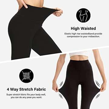 HIGHDAYS High Waisted Leggings for Women - Soft Opaque Slim Printed Pants for Running Cycling Yoga