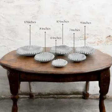 Marble Ruffle Bowl Handcrafted Decorative ScallopBowls - Antique Catchall Jewelry Dish Fruit Organiz...