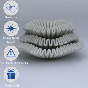 Marble Ruffle Bowl Handcrafted Decorative ScallopBowls - Antique Catchall Jewelry Dish Fruit Organizer for Home & Kitchen (6 inches)