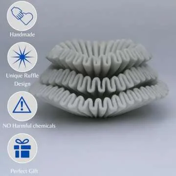 Marble Ruffle Bowl Handcrafted Decorative ScallopBowls - Antique Catchall Jewelry Dish Fruit Organizer for Home & Kitchen (6 inches)