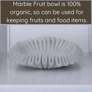 Marble Ruffle Bowl Handcrafted Decorative ScallopBowls - Antique Catchall Jewelry Dish Fruit Organizer for Home & Kitchen (6 inches)
