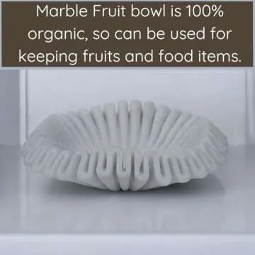 Marble Ruffle Bowl Handcrafted Decorative ScallopBowls - Antique Catchall Jewelry Dish Fruit Organizer for Home & Kitchen (6 inches)