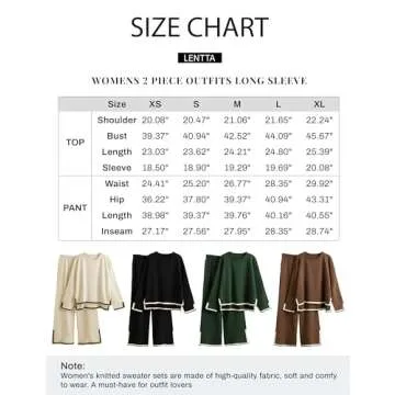 Lentta Women's 2 Piece Sweater Sets Long Sleeve Knit Pullover Tops Wide Leg Pants Lounge Set