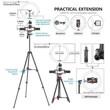 Neewer 10-Inch Selfie Ring Light with Tripod Stand, 3 Phone Holders, LED Ring Light with Soft Tube & Remote Kit: 3 Mode Lights and 10-Level Brightness for Makeup, YouTube/TikTok Video, Live Streaming