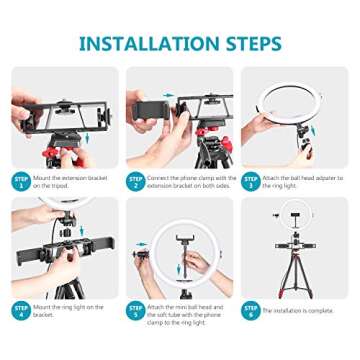 Neewer 10-Inch Selfie Ring Light with Tripod Stand, 3 Phone Holders, LED Ring Light with Soft Tube & Remote Kit: 3 Mode Lights and 10-Level Brightness for Makeup, YouTube/TikTok Video, Live Streaming