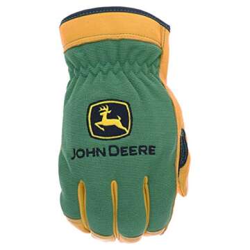 John Deere JD00008-XL Men's Top Grain Deerskin Leather Driver Gloves, Abrasion Resistant, Tan, Water...