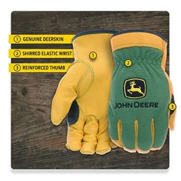 John Deere JD00008-XL Deerskin Leather Driver Gloves