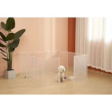 allisandro Clear Small Pet Playpen, Transparent Pet Pen for Home, Foldable Divider Fence for Guinea Pigs, Bunny, Rabbit, Turtle, Hamster, Ferret, Rat, 12 Panels, 27.5" H (No Door)