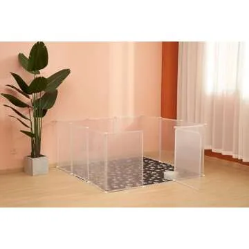 allisandro Clear Small Pet Playpen, Transparent Pet Pen for Home, Foldable Divider Fence for Guinea Pigs, Bunny, Rabbit, Turtle, Hamster, Ferret, Rat, 12 Panels, 27.5" H (No Door)