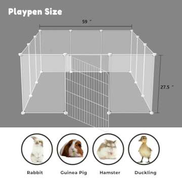 allisandro Clear Small Pet Playpen, Transparent Pet Pen for Home, Foldable Divider Fence for Guinea Pigs, Bunny, Rabbit, Turtle, Hamster, Ferret, Rat, 12 Panels, 27.5" H (No Door)