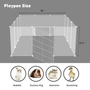 allisandro Clear Small Pet Playpen, Transparent Pet Pen for Home, Foldable Divider Fence for Guinea Pigs, Bunny, Rabbit, Turtle, Hamster, Ferret, Rat, 12 Panels, 27.5" H (No Door)