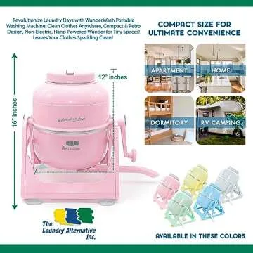 WonderWash Portable Washing Machine for Apartment & Tiny Spaces - Manual Hand Clothes Washer with Retro Design - Clean Laundry Anywhere with Our Countertop, Non-Electric, Small Washer - Pink