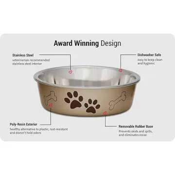Loving Pets Bella Dog Bowls- Stainless Steel Dog & Cat Bowls - Spill Proof Dog Food Bowl, Cat Bowl, ...