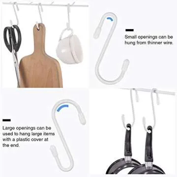 Hotop 36 Pieces S Hooks for Hanging Heavy Duty S Shaped Hook Rack Metal Non Slip Hanger for Christmas Tree Stocking Kitchen Pot Closet Wire Bathroom Bedroom Pan Bag Plant(2.4 Inch,White)